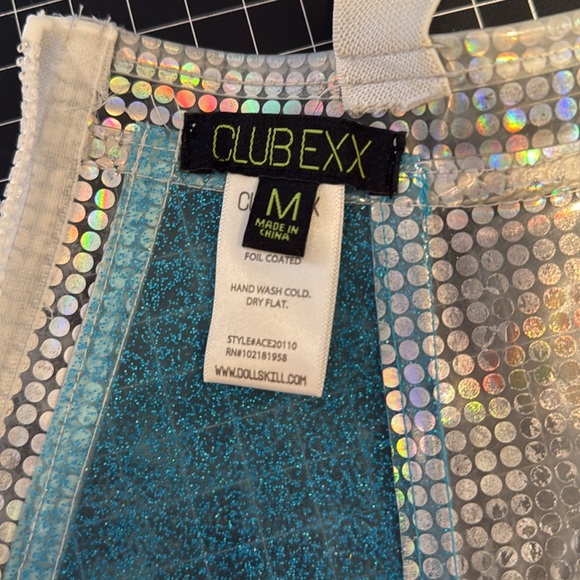 Club Exx blue and iridescent silver overall rubber dress with butterfly detail - Picture 9 of 9